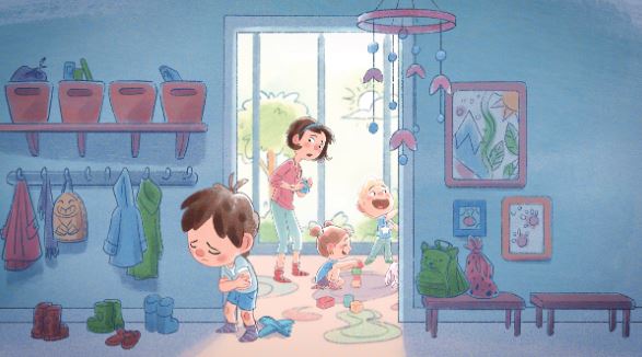 tegnet billede af barn der græder